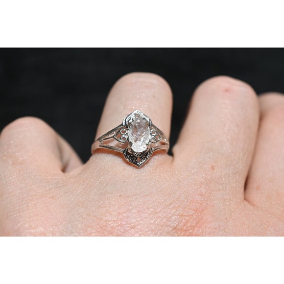 Art Deco Ring Raw Diamond Ring Rough Diamond Ring promise anniversary gi… - Picture 4 of 5